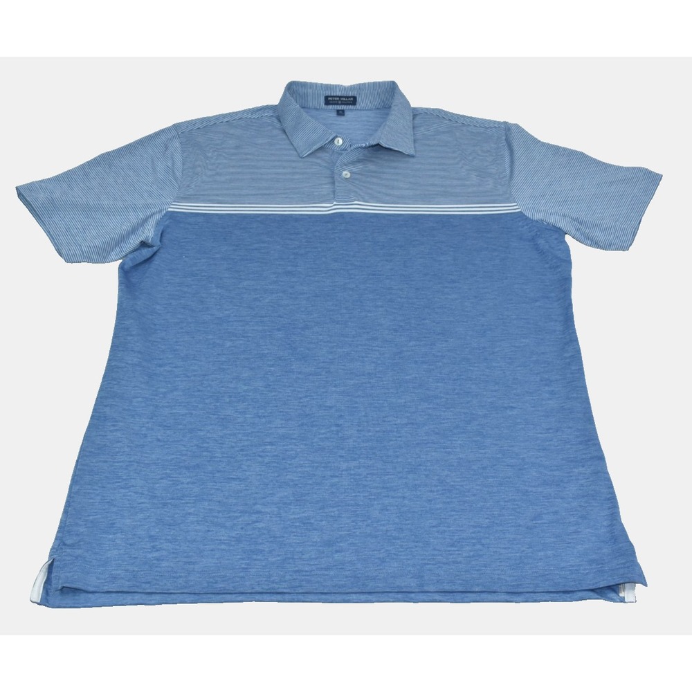 Peter Millar Crown Crafted Men's Polo Shirt Size XL Blue Striped Colorblock